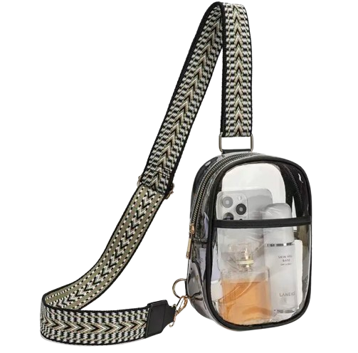 Clear Cross Body Bag - Black