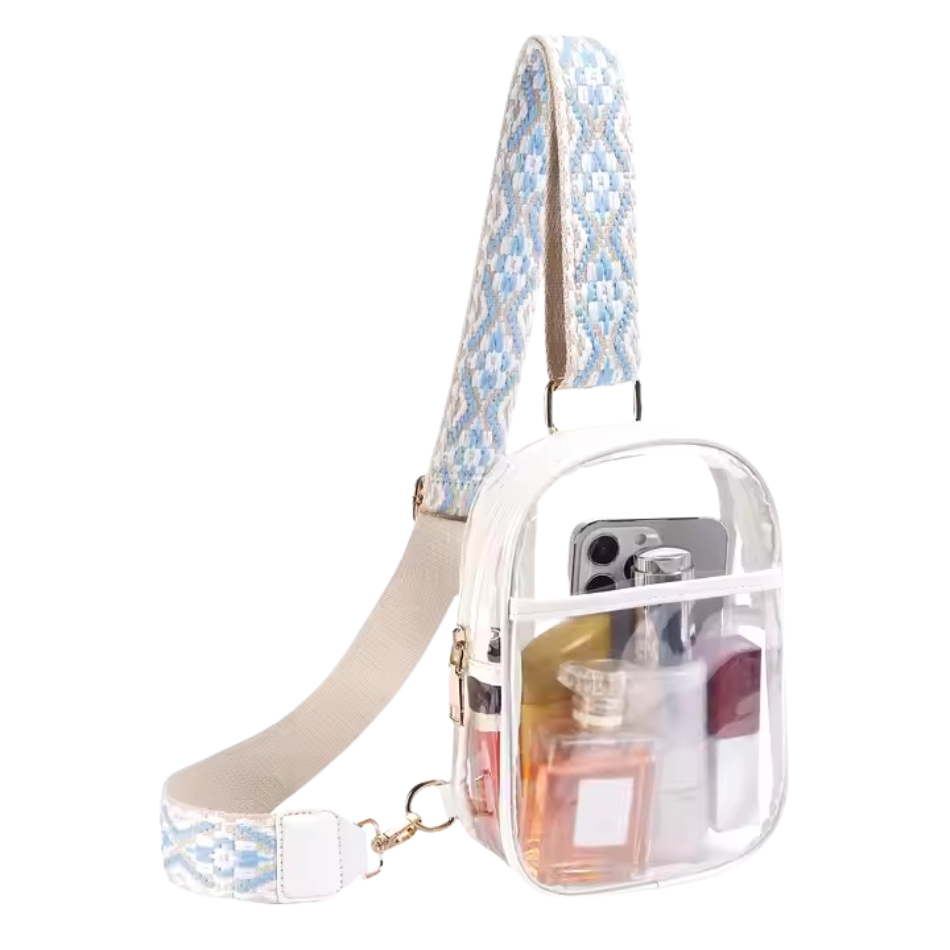 Clear Cross Body Bag - White